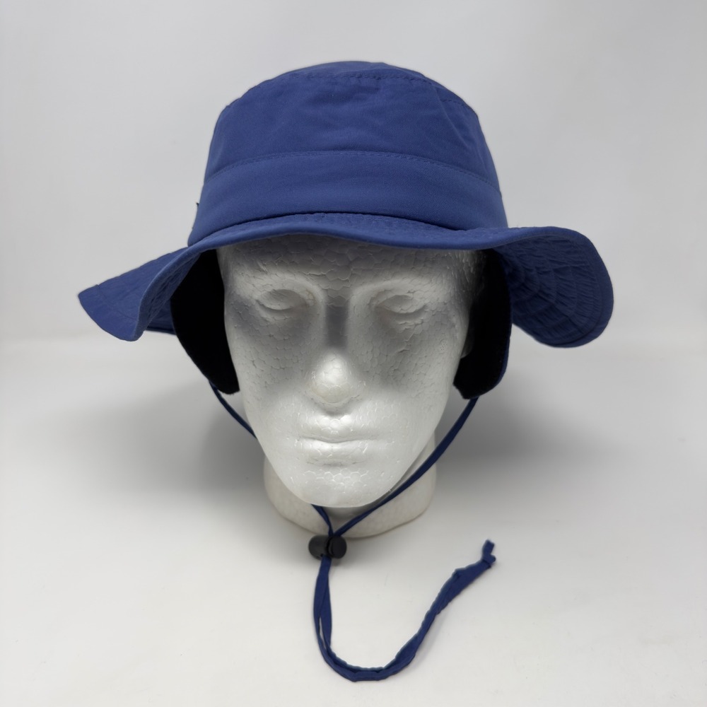 Vtg Columbia Sportswear Mens Blue Fleece Lined Bucket Hat with Ear Flaps L USA
